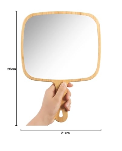 Image of Makeup Mirrors, Handheld Mirror, Handheld Mirror with Handle for Shaving Single-Sided Portable Travel Vanity Mirror for Men & Women, Makeup, Shaving,Shower (Rectangle, Large)
