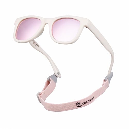COCOSAND Flexible Polarized Baby Sunglasses with Strap | UV Protection, Bendable, For Toddler Infant Newborn Girl Boy, Age 0-24 Months
