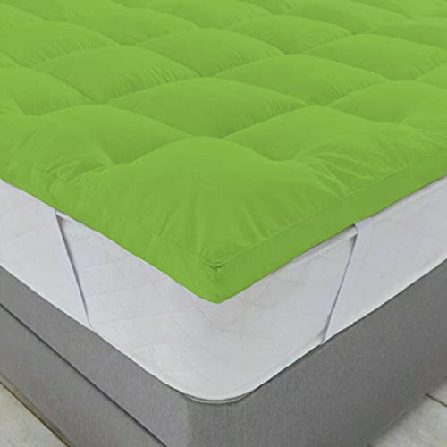 Image of 1200GSM Hollow Fibre Mattress Padding /Topper Mint Green for Single Bed-36 Inch X 72 Inch