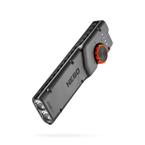 NEBO Edge 2K Pocket Light | 2000 Lumen Tactical LED Flashlight with Powerful Defensive Strobe 5 Light Modes USB-C Rechargeable Dynamic Dial Pocket Clip for Mechanics Technicians & Everyday Carry
