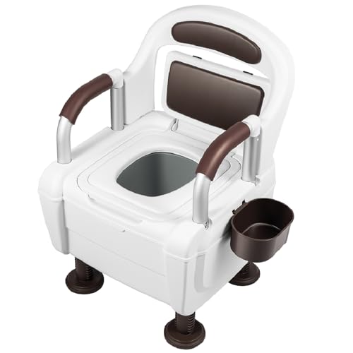 Bedside Commode Upgraded Safety Commode Toilet with Removable Arms Height Adjustable Adult Potty Chair for Seniors and Disabled Portable Mobile Toilet for Home, Supports 330lbs