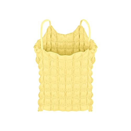 Regata feminina de verão de cor sólida de algodão xadrez com bolhas, camiseta íntima para adolescent