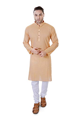 Image of LUCKWIN Men's Regular Fit Cotton Kurta Pyjama Set, Full-Sleeve, Mandarin Collared Neck, Ideal for Every Occasion, Cotton Made, Lightweight and Comfortable