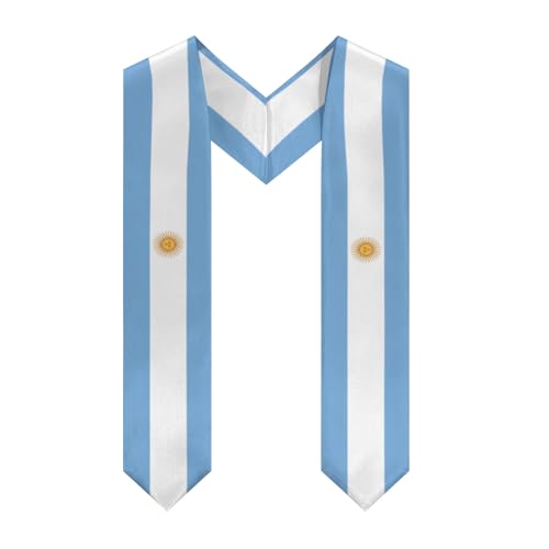 Argentina Argentinean Flag Graduation Stole Sash Shawl for Men Women Thickened V-Neck Scarf for International Students Teachers Study Aboard Graduate Gift 72 inches Unisex