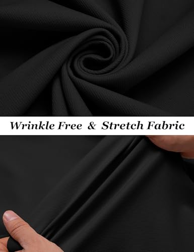 URRU Mens Muscle Fit Dress Shirts Short Sleeve Stretch Wrinkle Free Button Down Casual Untucked Shirt for Men Black L by URRU - Used condition - Image 8