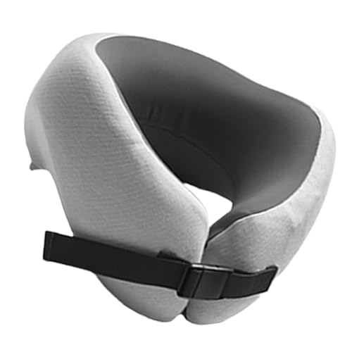 Almohada para el cuello, cojín de apoyo de cabeza de viaje, espuma ajustable para avión, coche, conducción, diseño cómodo y portátil, 9.25 x 8.86 x 5.47 pulgadas, color gris