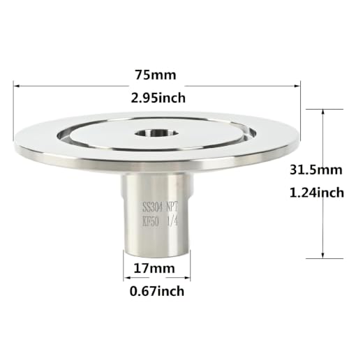 Image of SS304 KF50 NPT Female Adaptor thread 1 /4 inch NW50 KF Female coupling ISO-KF50 X FNPT 1 /4 inch