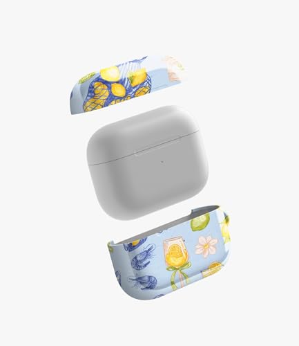 Image of Sicilian Summer Glossy Case Compatible with AirPods Pro 2, Cute Lemon Cocktail and Shrimp Protective Hard Cover, Aesthetic Italian Vacation Earbud Accessories for Women