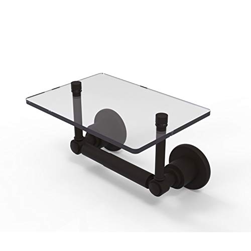 Allied Brass WS-GLT-24 Washington Square Collection Two Post Tissue Glass Shelf Toilet Paper Holder, Oil Rubbed Bronze
