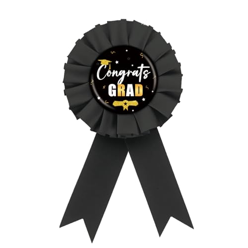 Image of Congrats Grad Tinplate Badge Pin, Class of 2026 Button Pin, Black Rosette Happy Graduation Badge for Women Men, Graduation Brooch Buttons for Grad 2026 Party Celebration