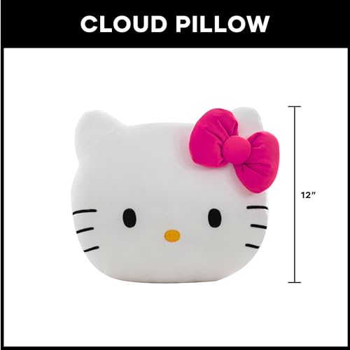 Image of Northwest Sanrio Hello Kitty Pink Bow Kitty Cloud Pillow 12 inches - Plush Stuffed Toy for Kids & Adults, Cartoon Character Throw Pillow, Bedroom Decor, Gift for Fans