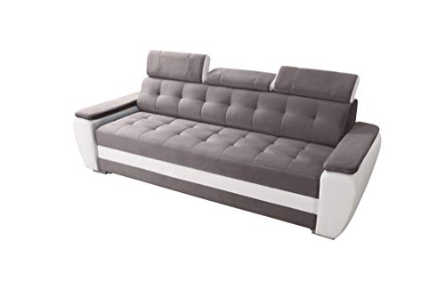 Robin Inspire Diana Canapé Convertible avec oreillers et appuie-têtes réglables Moderne élégant Gris Blanc 230 x 95 x 90