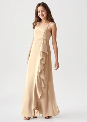 Sevintage Satin Junior Bridesmaid Dresses Spaghetti Straps Formal Wedding Party Dresses3