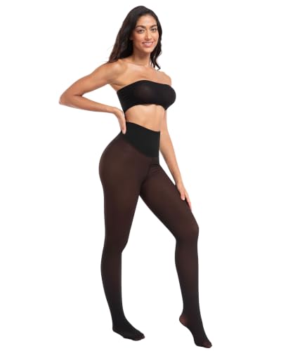 Image of ATHVOTAR Fleece Lined Winter Tights Women - Thermal Warm Opaque Pantyhose Thick Sheer Leggings