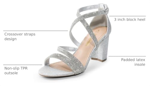 Image of DREAM PAIRS Women's Block Chunky Heels Sandals Open Toe Ankle Strappy Comfortable Dressy Sandals for Bridal Wedding Prom Party with Adjustable Cross Strap