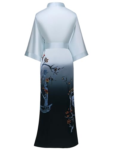 Image of PRODESIGN Kimono Robe for Women - Long Satin Sleepwear Silky Kimono Cover-Up Nightgown Japanese Bathrobe Loungewear Blouse