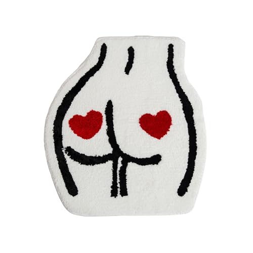 Tapete blanco suave con diseño de corazón 23.6x21.7 in
