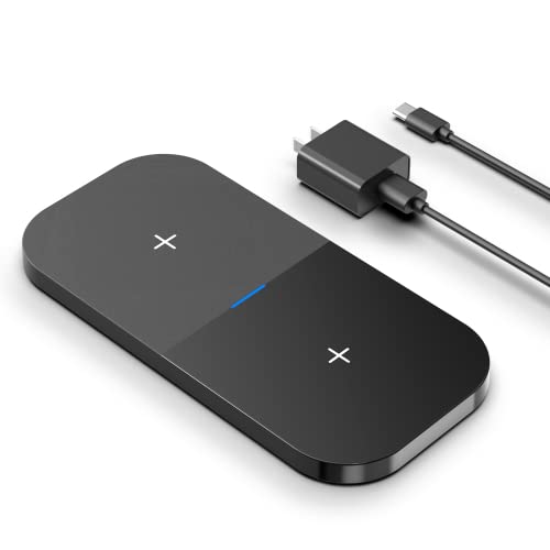 Image of Wireless Charging Pad, Qi-Certified Dual Wireless Charger for iPhones, Samsung Galaxy Phone, Airpods and Other Qi Enabled Devices