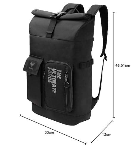 ASUS TUF Gaming VP4700 46.5 cm X 30.0 cm X13.0 cm Backpack (Black), with Roll-Up Design, Reflective Logo, Suitable for up to 46.5 cm Laptop - Image 6