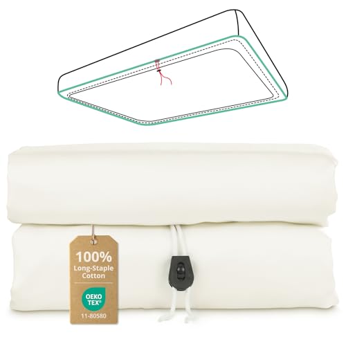 Upgraded 100% Egyptian Cotton Drawstring Fitted Sheet Queen with 360°Elastic Strap to Stay Tight,...