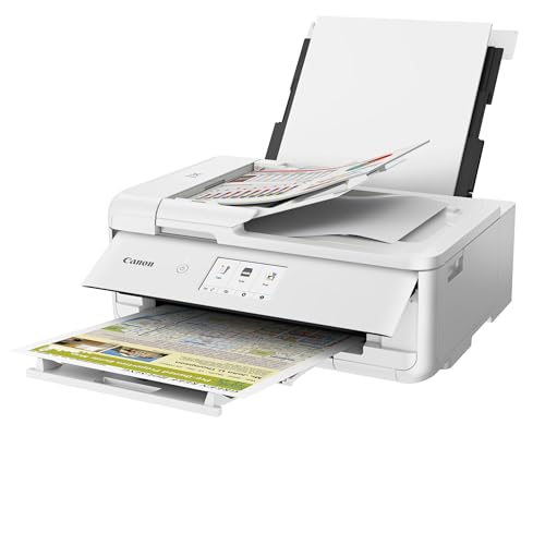 Canon PIXMA TS9551a Drucker Farbtintenstrahl Multifunktionsgerät DIN A4 A3 (Drucker A3, Scanner, Kopierer, 5 Separate Tinten, WLAN, LAN, Print App, 2 Papierzuführungen, Duplexdruck) weiß