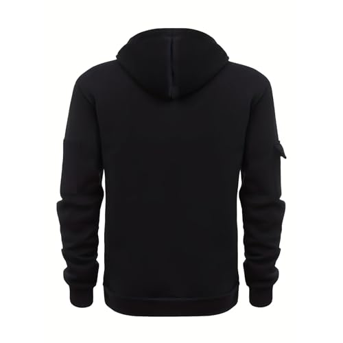 Quarter Zip Pullover Men Big and Tall Tactical Western Hoodies Heavy Fleece Lined Hooded Sweatshirt Tall Oversized Sweatshirt Zipper Pockets Loose Hunting Work Hoodies 1/4 Zip Pullover Mens Black3
