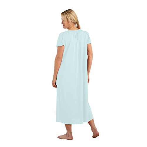Miss Elaine Women's Plus-Size Tricot Long Flutter Sleeve Gown (3X, Sea Foam) #TOP1