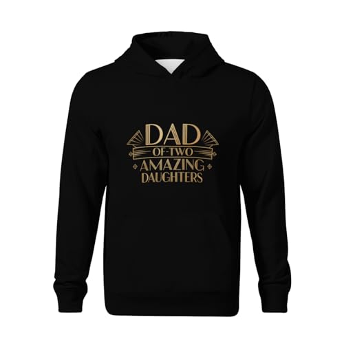 Kids Fathers Day Dad of Two Amazing Daughters Boys Girls Lightweight Kangaroo Pocket Fleece Hoodies2