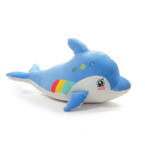 Image of ELITE CREATIONS Dolphin Soft Toy 50 cm | Cute Blue Dolphin Plush Stuffed Animal | Soft Cuddly Sea Animal Toy for Kids Boys Girls | Birthday Gift Baby Toy Room Decor