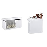 producto 2: Puff con tapa decorativo: baúl puff plegable blanco con diseño funcional y sencillo que se adapta a todo estilo de decoración, Ideal en el salón, el dormitorio o el recibidor