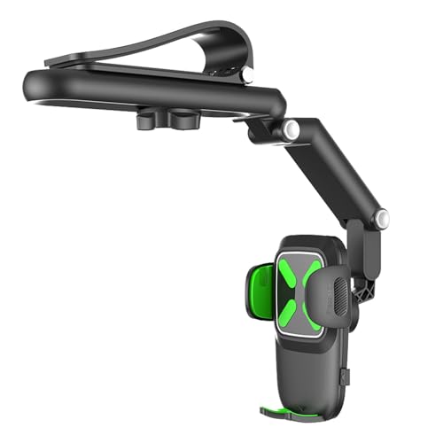 Sun Visor Phone Holder, 【UPGRADE Base Support】360° Rotatable Rearview Car Visor Phone Holder, Cell Phone Holder Compatible with All 4-7 Inch Phone (Perfect Angle for Photographing Yourself Driving)