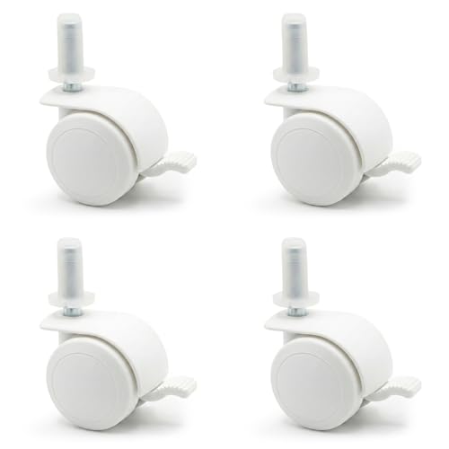 FabiMax 3117 Parkettrollensatz (4 Stück) mit Bremse für Kindermöbel, weiß