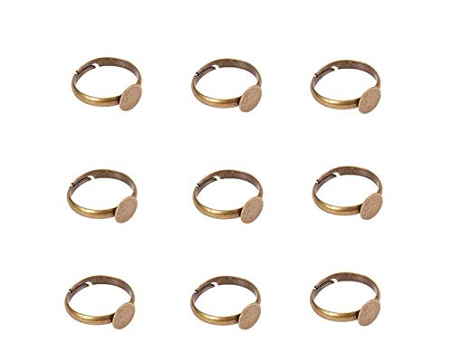 Bases ajustables de almohadilla del anillo de dedo de latónel color de bronce antiguosin plomosin cadmio y sin níquelAnillo: acerca 3 mm espesor17 mm de diámetro interiorbandeja redonda: 8 mm diámetro
