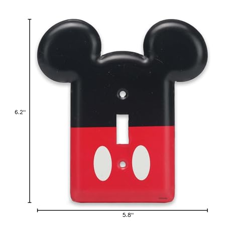 Disney Mickey Mouse Metal Light Switch Plate - Mickey Mouse Switch Plate Decoration for Kids' Bedroom, Play Room or Movie Room