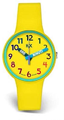 Montre pour enfant Lowell P-SY440KY2 de style quartz analogique noir et jaune