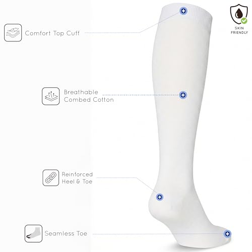 Image of Mysocks Knee High Socks for Women Men Combed Cotton Seamless Toe Tall Long High Socks