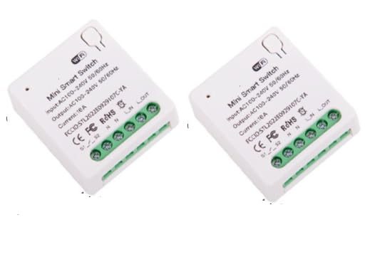 WiFi Smart Mini DIY Relay Module 3-Way Wall Switch Compatible with Alexa App and Voice Control,16A (4 Packs)