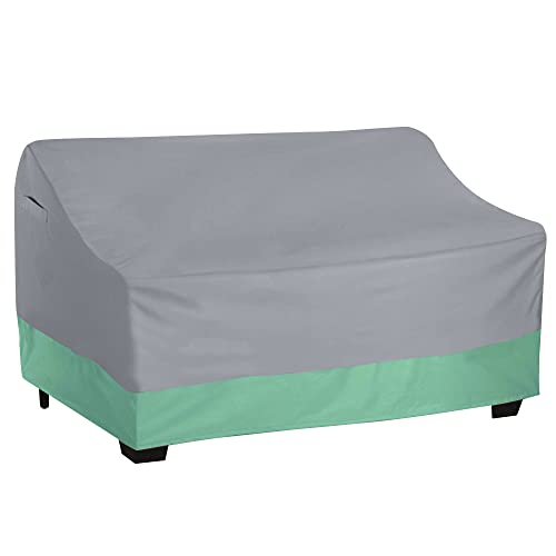 Vanteriam Funda de sofá para muebles de patio de exterior 100% impermeable, resistente y duradera, extra grande, gris y verde claro Cover