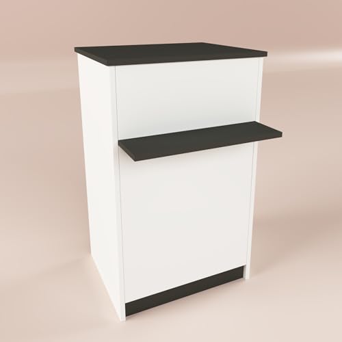 Henor Mostrador EGA Ruedas. 62 x 50/65 x 102 cm. 4 Ruedas con Giro y Freno MAX. 135kg. Ideal Oficina. Comercio. Clínica. Blanco con Grafito.