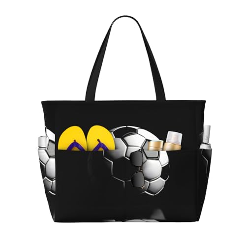 I Like Soccer Large Capacity Foldable Tote Bag Women Beach Tote Bag Handbag Gym Bag Travel Shopping Bag