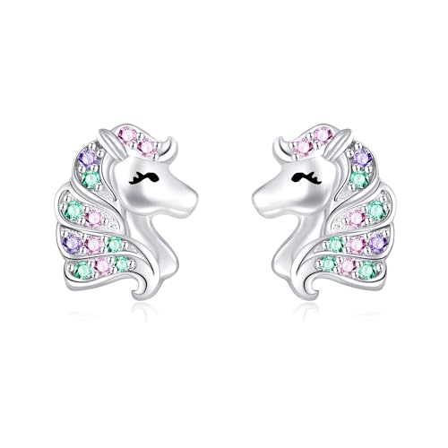 Image of Animal Stud Earrings 925 Sterling Silver Elephant /Unicorn /Chicken /Flamingo /Highland Cow /Hummingbird Earrings Animal Jewelry Gifts for Women