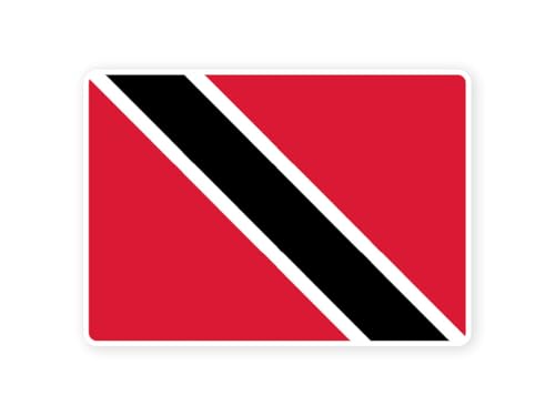 Sticker drapeau TRINITE ET TOBAGO trinidadien 10cm(S) - 28cm(XL) autocollant bord blanc (taille S : 10cm x 7cm)