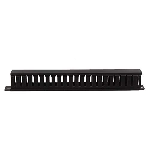 Image of 1U 22 Slot Rack Mount Horizontal Cable Manager Duct Raceway for 19 inch Server Rack - 3 Pack