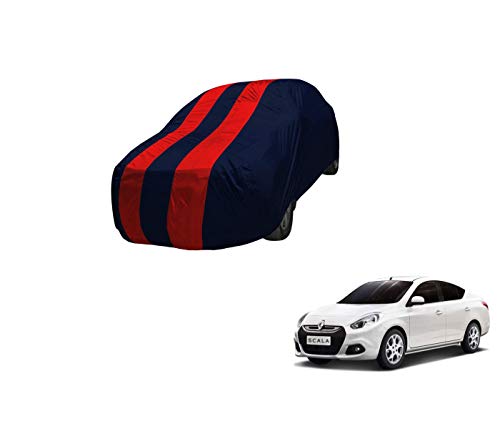 Image of Auto Hub Car Cover Compatible with Renault Scala with Mirror Pocket,Triple Stitched, Weather Proof, Scala Car Cover- Navy-Red