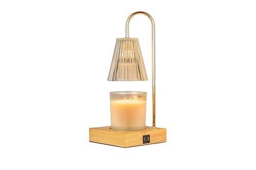 Image of Candle Warmer Lamp with 24H Timer, Dimmable, Electric Wax Warmer with 2 Bulbs, Dual Charging Port, Home Decor for Jar Candles, House Warming, Gifts, Home Decor (Clear Glass)