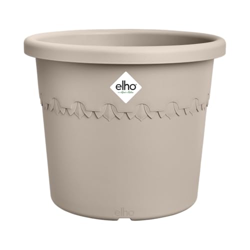 elho Algarve Cilindro Wheels 40cm – Großer Blumentopf für den Außenbereich – Pflanzgefäße – 100% recycelter Kunststoff - Beige/Pilzbeige