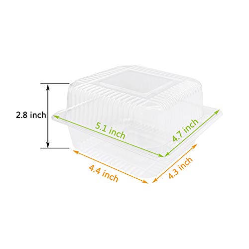 Ojyudd OLJH5 50 Pcs Clear Plastic Take Out Containers,Square Hinged Food Containers,Disposable Clamshell Dessert Container thumb #1