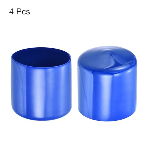 Image of uxcell 4pcs Rubber End Caps 45mm(1 3 /4 inch) ID Vinyl Round Tube Bolt Cap Cover Screw Thread Protectors Blue, 40mm Height