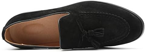 Santimon Mens Fashion Shoes Casual Dress Tassel Slip on Driving Flats Suede Loafers Black 10.5 US | Image 2