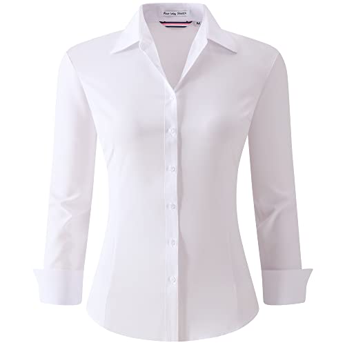 Esabel.C Womens Button Down Shirts Long Sleeve Regular Fit Stretch Work Blouse